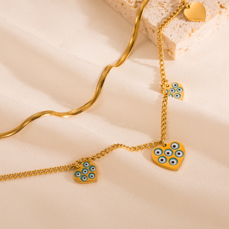 Wholesale 18k gold titanium steel multi-layer stacked stainless steel sweater chain necklace